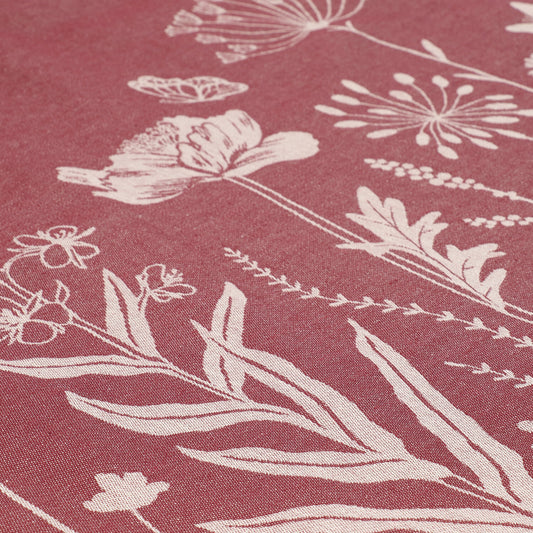 Theedoek Wild Flowers Burgundy GOTS