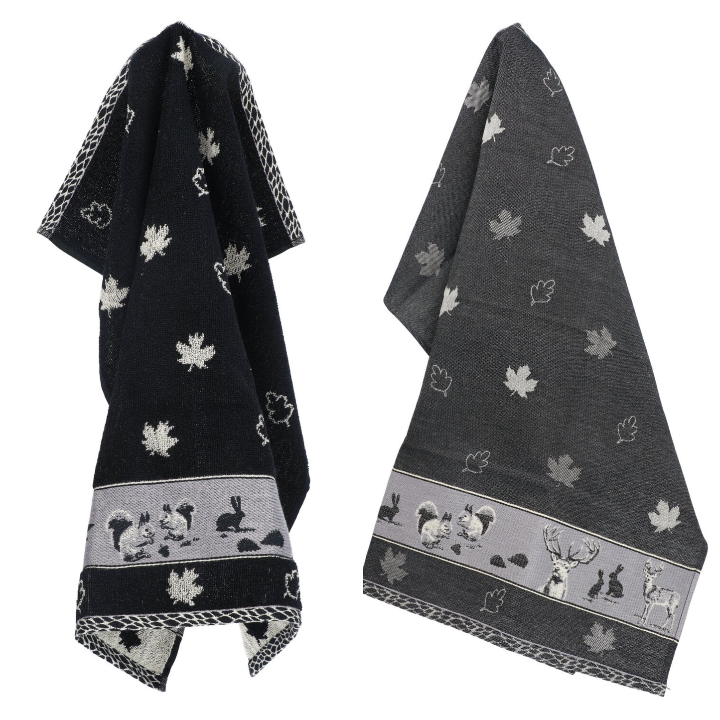 Keukendoek en Theedoek Bosdieren Zwart GOTS