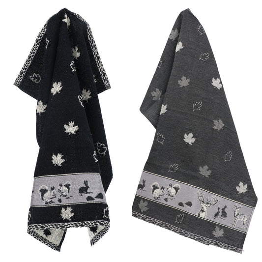 Keukendoek en Theedoek Bosdieren Zwart GOTS