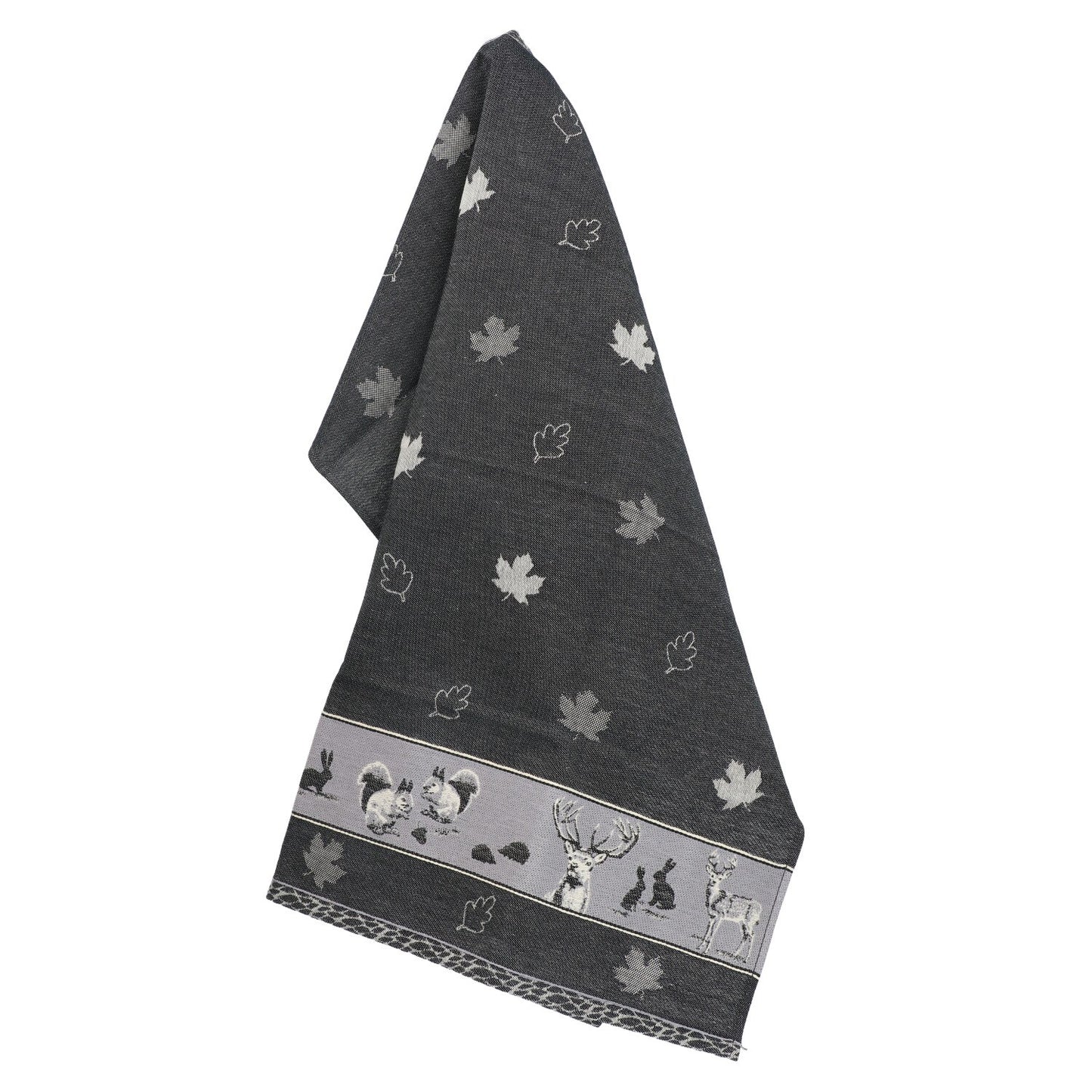 Theedoek Forest Animals Black GOTS