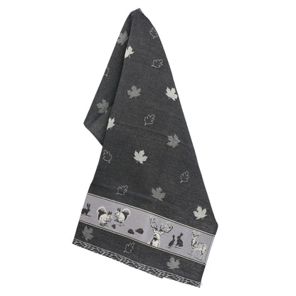 Theedoek Forest Animals Black GOTS