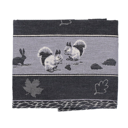 Theedoek Forest Animals Black GOTS