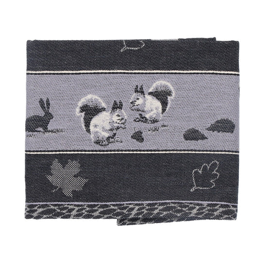 Theedoek Forest Animals Black GOTS