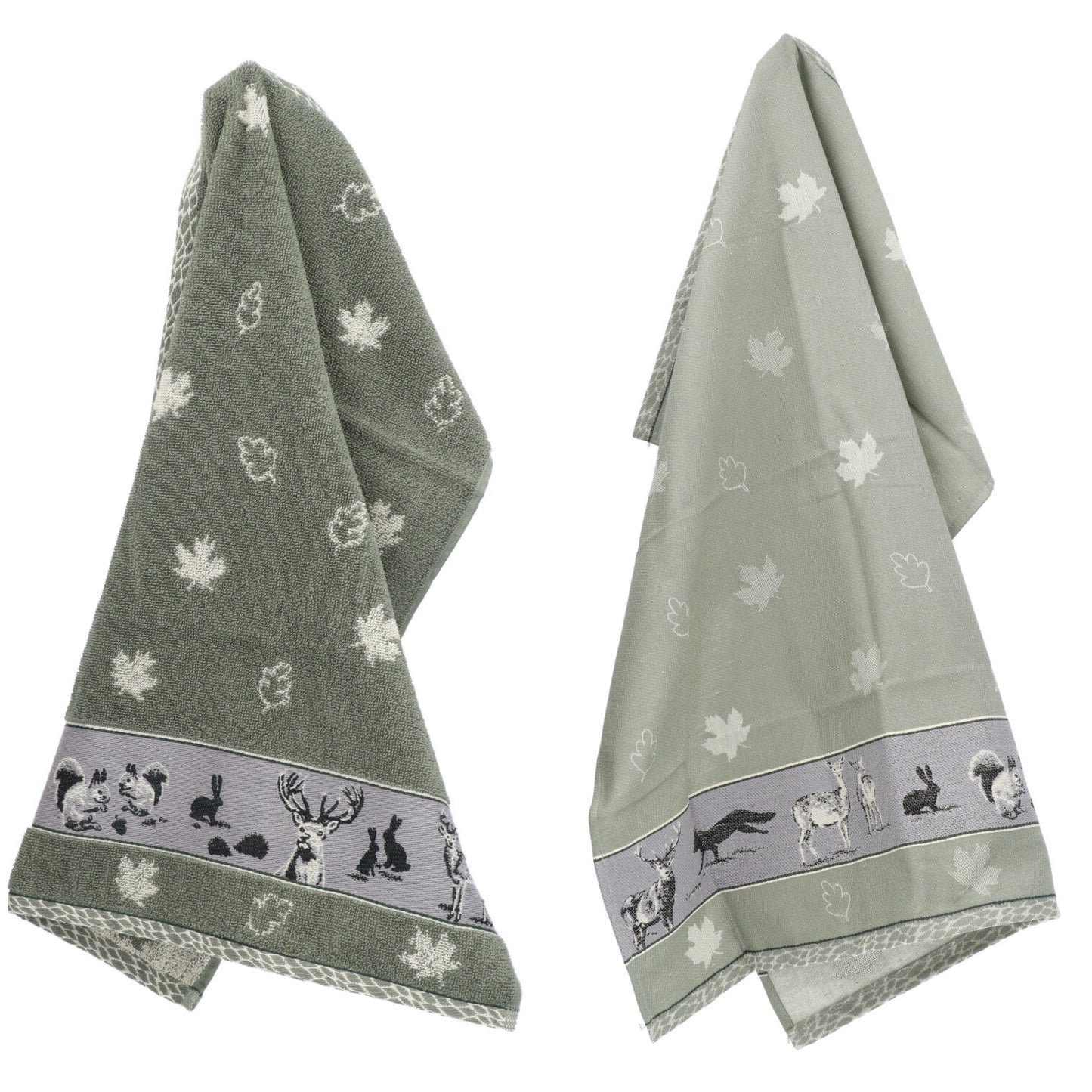 Keukendoek en Theedoek Bosdieren Donkergroen GOTS