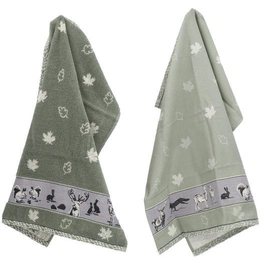 Keukendoek en Theedoek Bosdieren Donkergroen GOTS