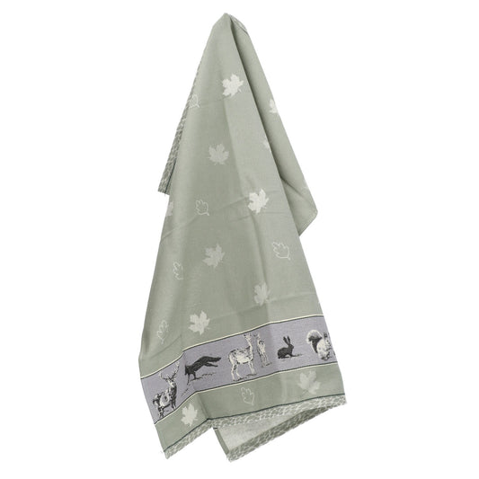 Theedoek Forest Animals Dark Green GOTS