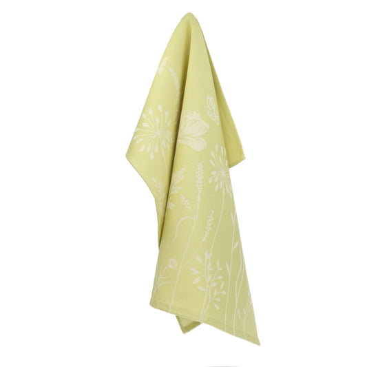 Limited Edition: Theedoek Wild Flowers Lime Groen GOTS