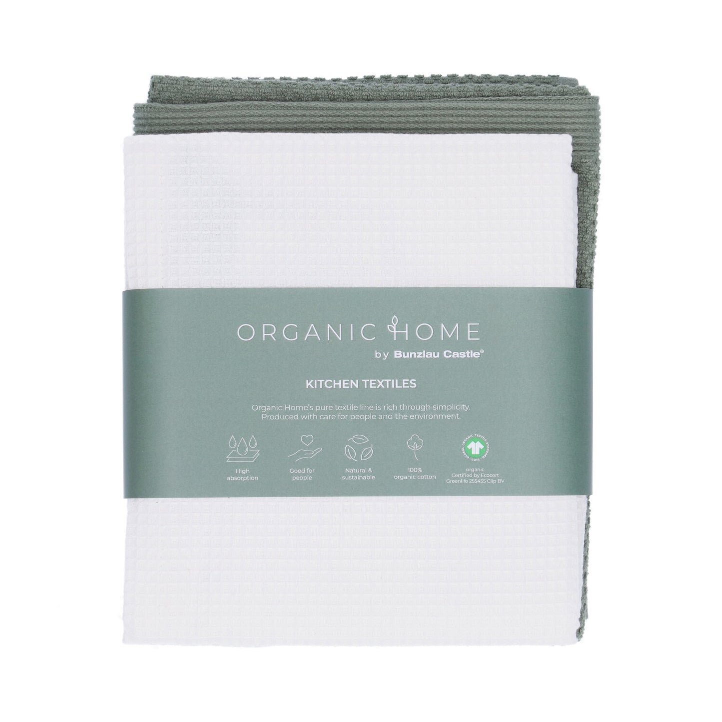 Theedoek Tundra White + Keukendoek Forest Green