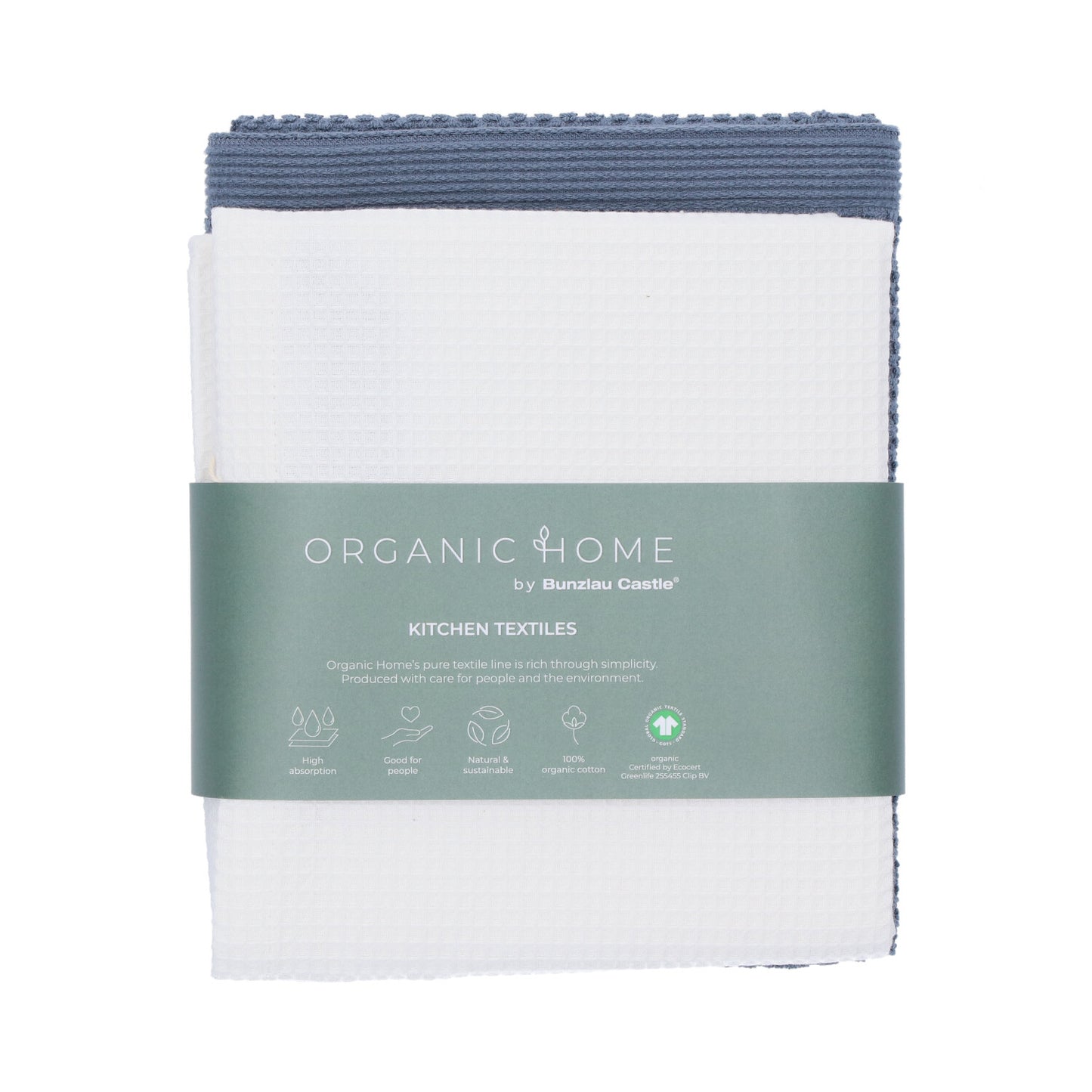 Theedoek Tundra White + Keukendoek Forest Blue