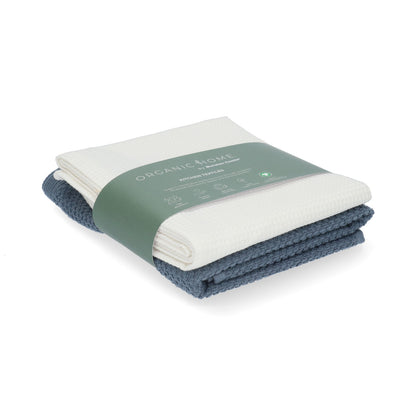Theedoek Tundra White + Keukendoek Forest Blue