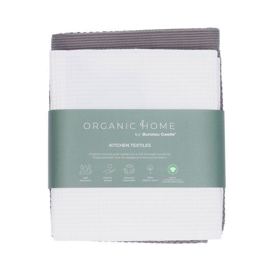 Theedoek Tundra White + Keukendoek Forest Taupe