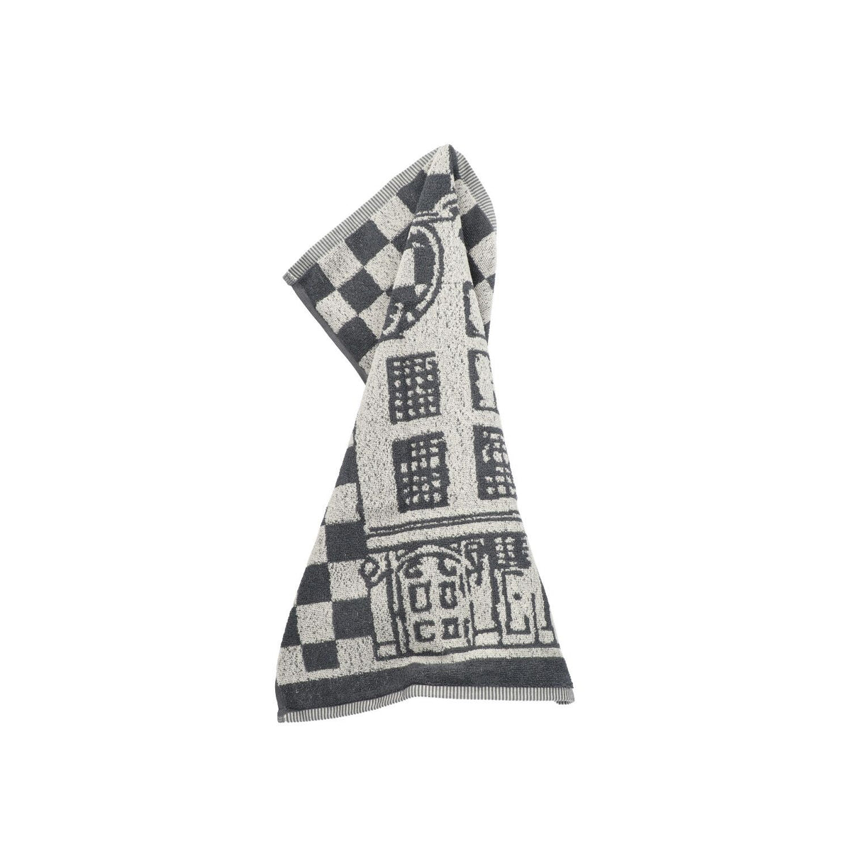 Keukendoek Grachtenpand Antraciet GOTS