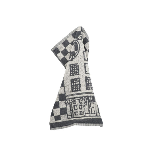 Keukendoek Grachtenpand Antraciet GOTS