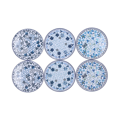 Blik met 6 onderzetters Indigo Lace