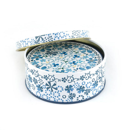 Blik met 6 onderzetters Indigo Lace