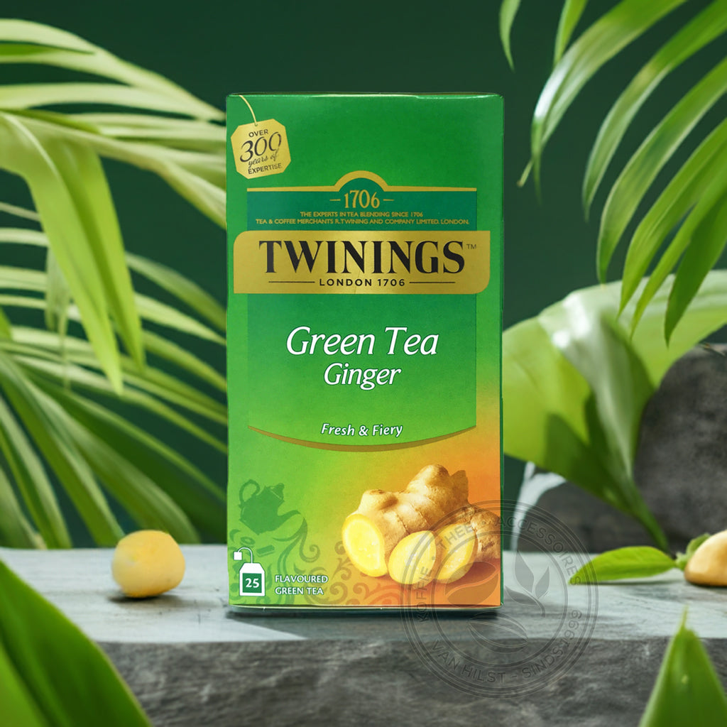 Twinings Green Tea Ginger, Fresh & Fiery - Tropical setting, AI