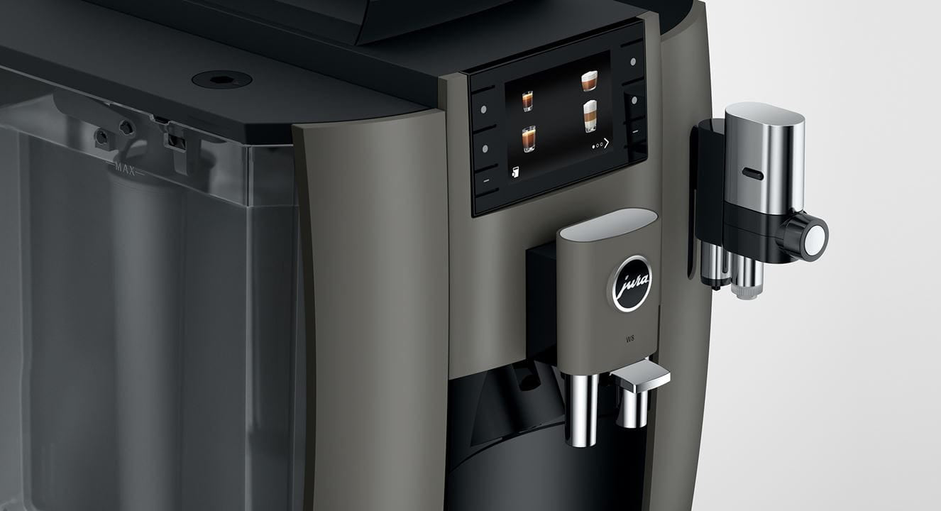 Jura bean-to-cup volautomatische koffiemachine. Close-up.