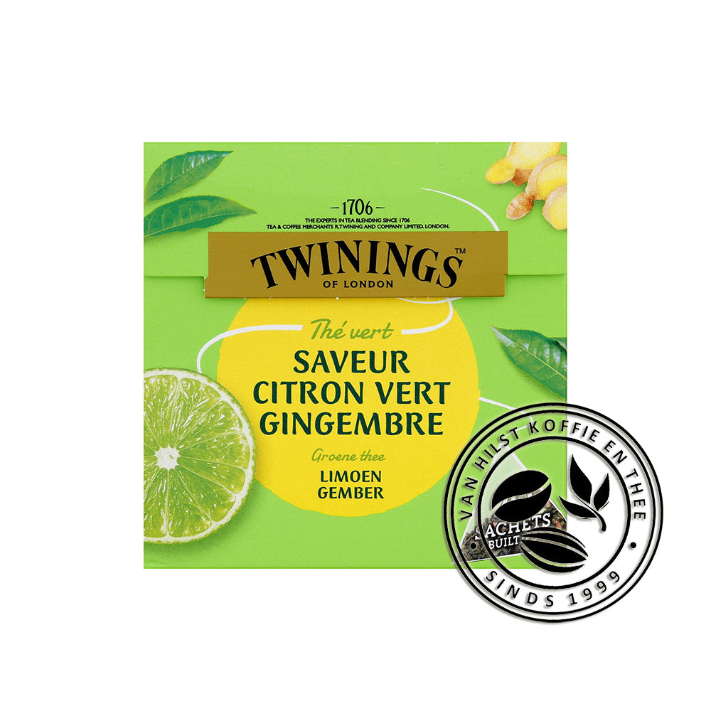 Twinings Groene thee Limoen en Gember, Thé vert, saveur citron vert gingembre.