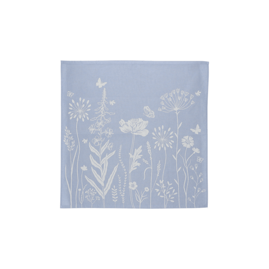 Theedoek Wild Flowers Grijs-Blauw