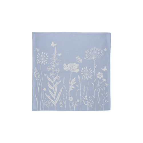 Theedoek Wild Flowers Grijs-Blauw