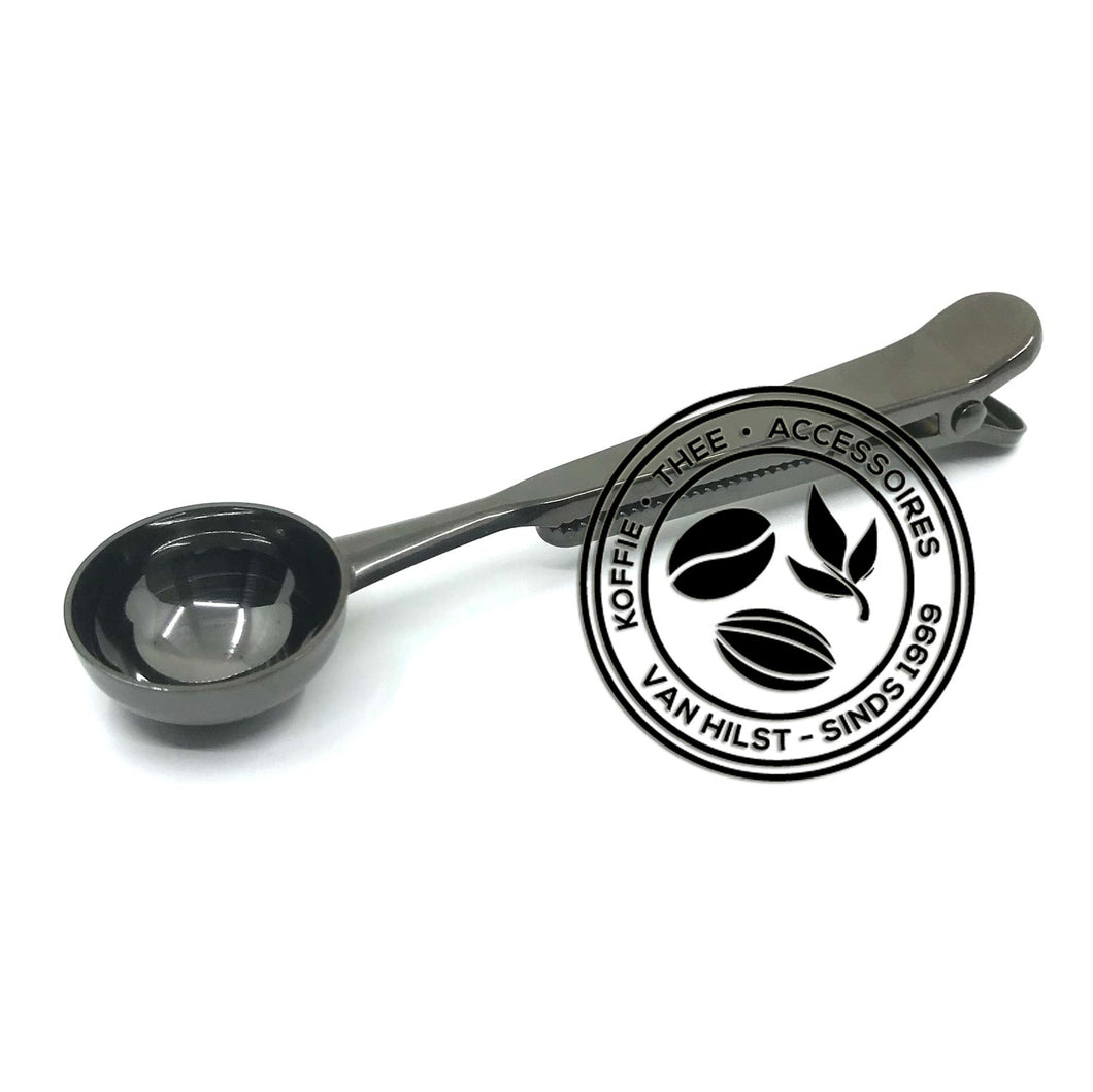 Van Hilst Coffee and Tea - Tea measuring spoon with clip, black