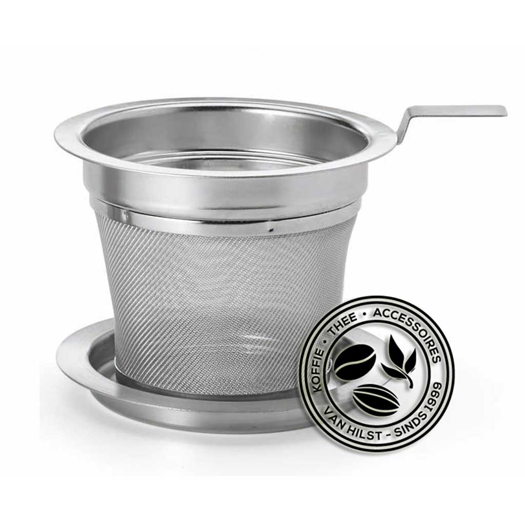 Tea strainer with lid/dish Large